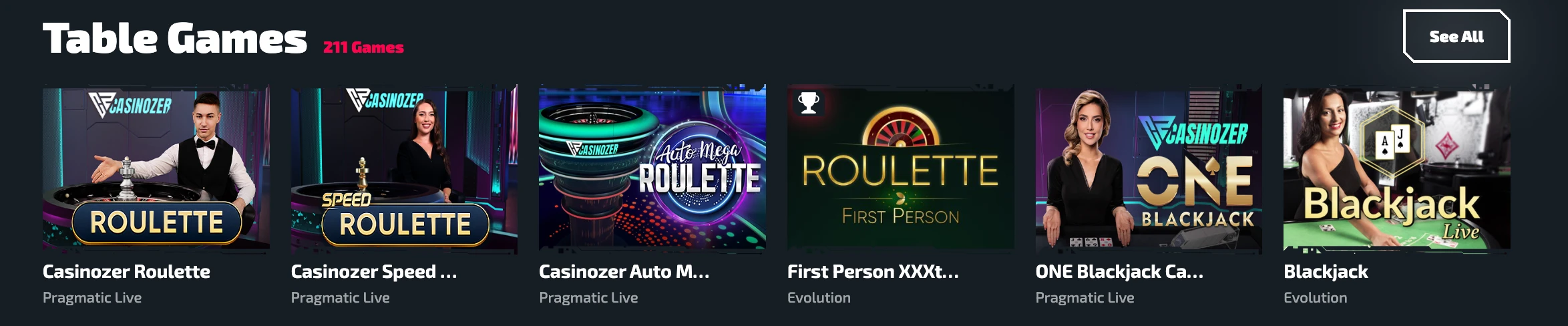 Tafelspellen bij het Zer casino